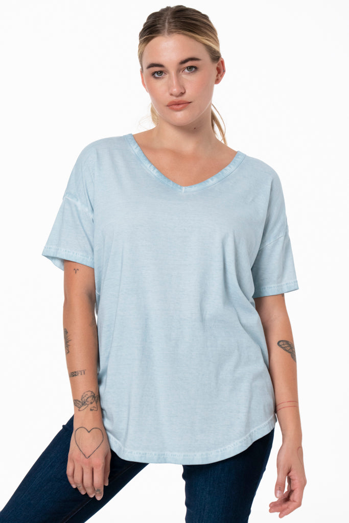 V-Neck Longer Length T-Shirt _ 137390 _ Blue from REFINERY – Refinery