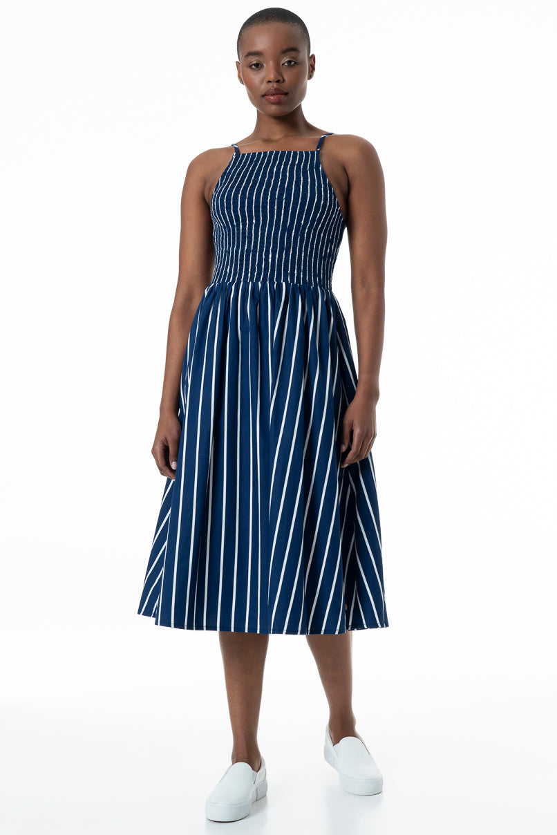 Fit And Flare Striped Dress 152892 Blue from REFINERY Refinery