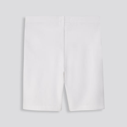 Girls Ribbed Biker Shorts _ 153525 _ Optic White