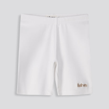 Girls Ribbed Biker Shorts _ 153525 _ Optic White