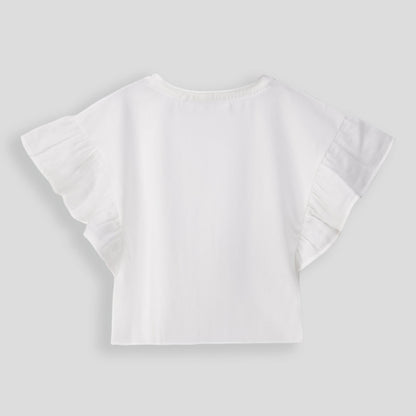 Girls Flutter Sleeve Tee _ 153601 _ Optic White