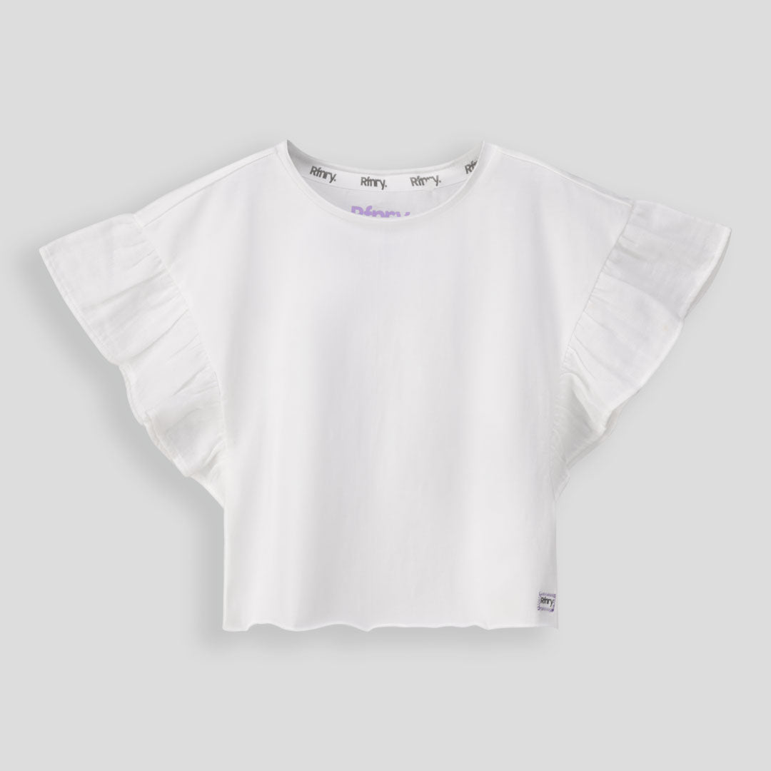 Girls Flutter Sleeve Tee _ 153601 _ Optic White