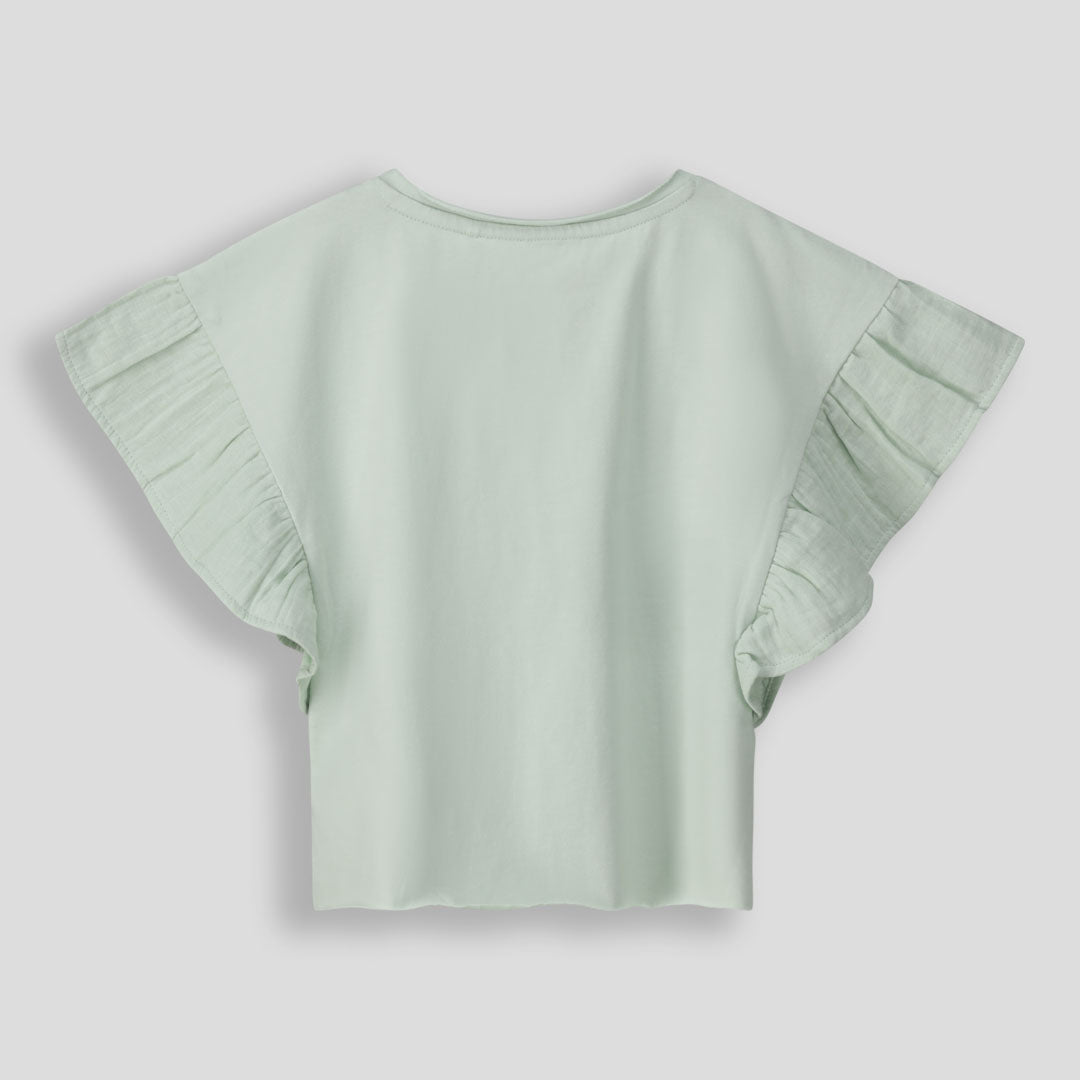 Girls Flutter Sleeve Tee _ 153605 _ Sage