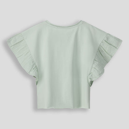 Girls Flutter Sleeve Tee _ 153605 _ Sage