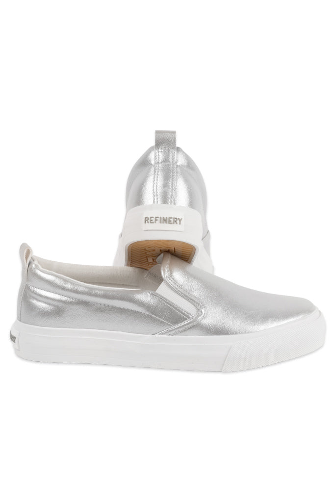 Metallic fashion slip on trainers