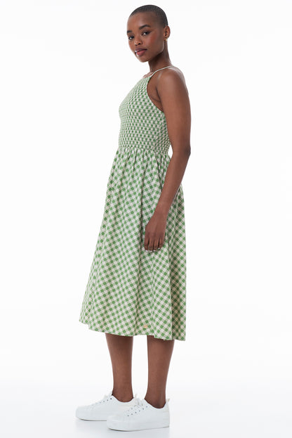 Shirred Bodice Midi Dress _ 153767 _ Green