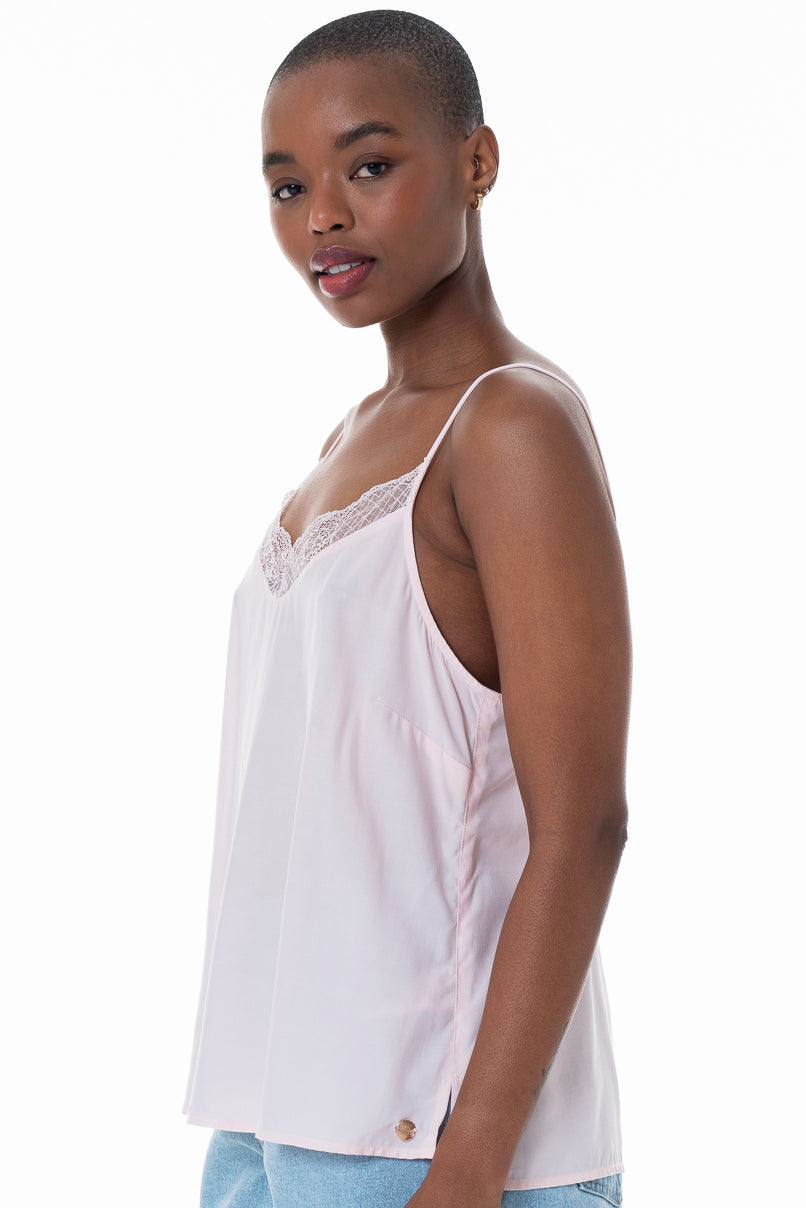 Lace Trim Cami _ 152245 _ Light Pink