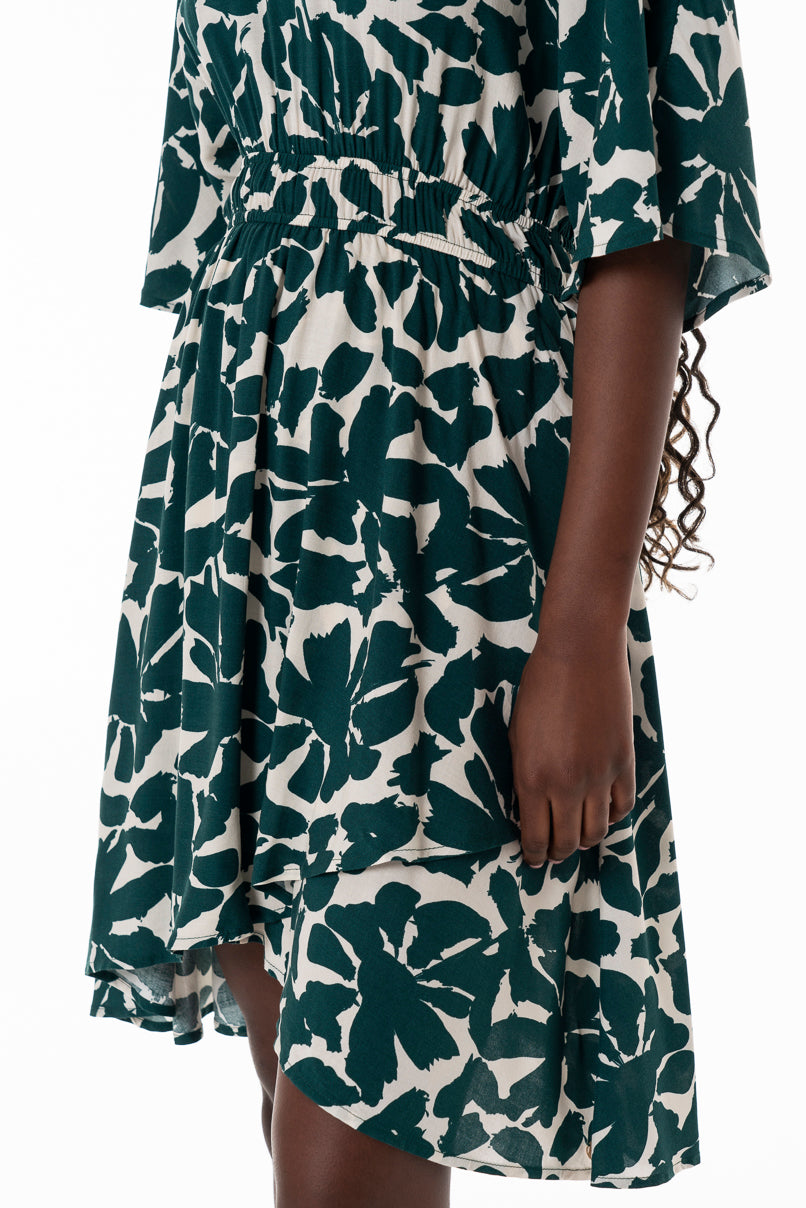 Printed Wrap Dress _ 152172 _ Green