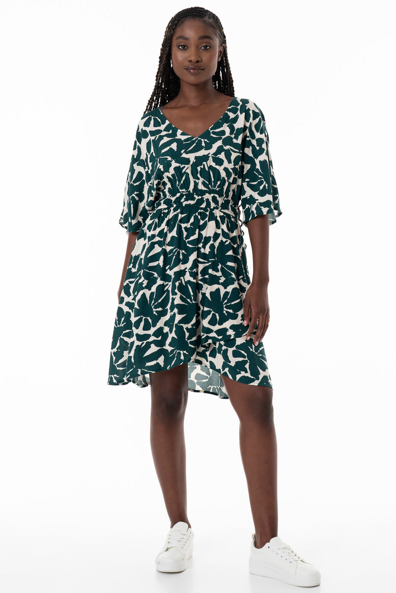 Printed Wrap Dress _ 152172 _ Green