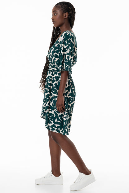 Printed Wrap Dress _ 152172 _ Green