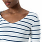 V-Neck Striped T-Shirt _ 152551 _ Optic White