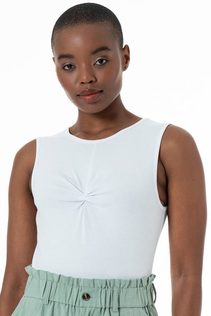 Front Knot Styled Bodysuit _ 152298 _ Optic White