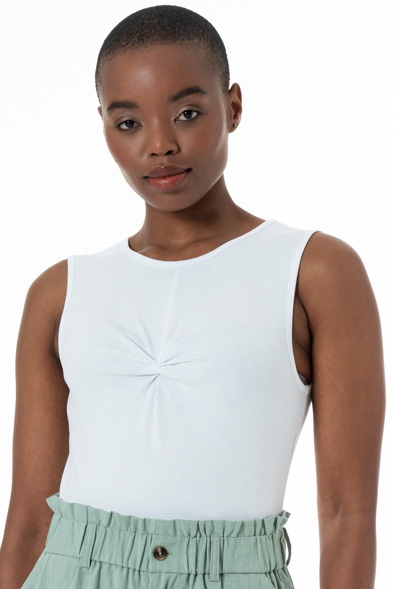 Front Knot Styled Bodysuit _ 152298 _ Optic White from REFINERY – Refinery