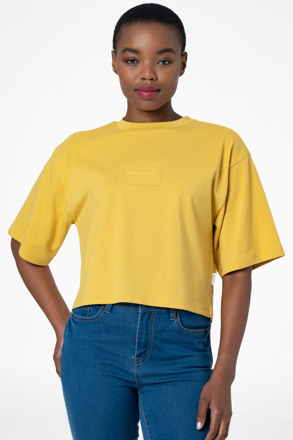 Boxy Branded T-Shirt _ 143195 _ Yellow from REFINERY – Refinery