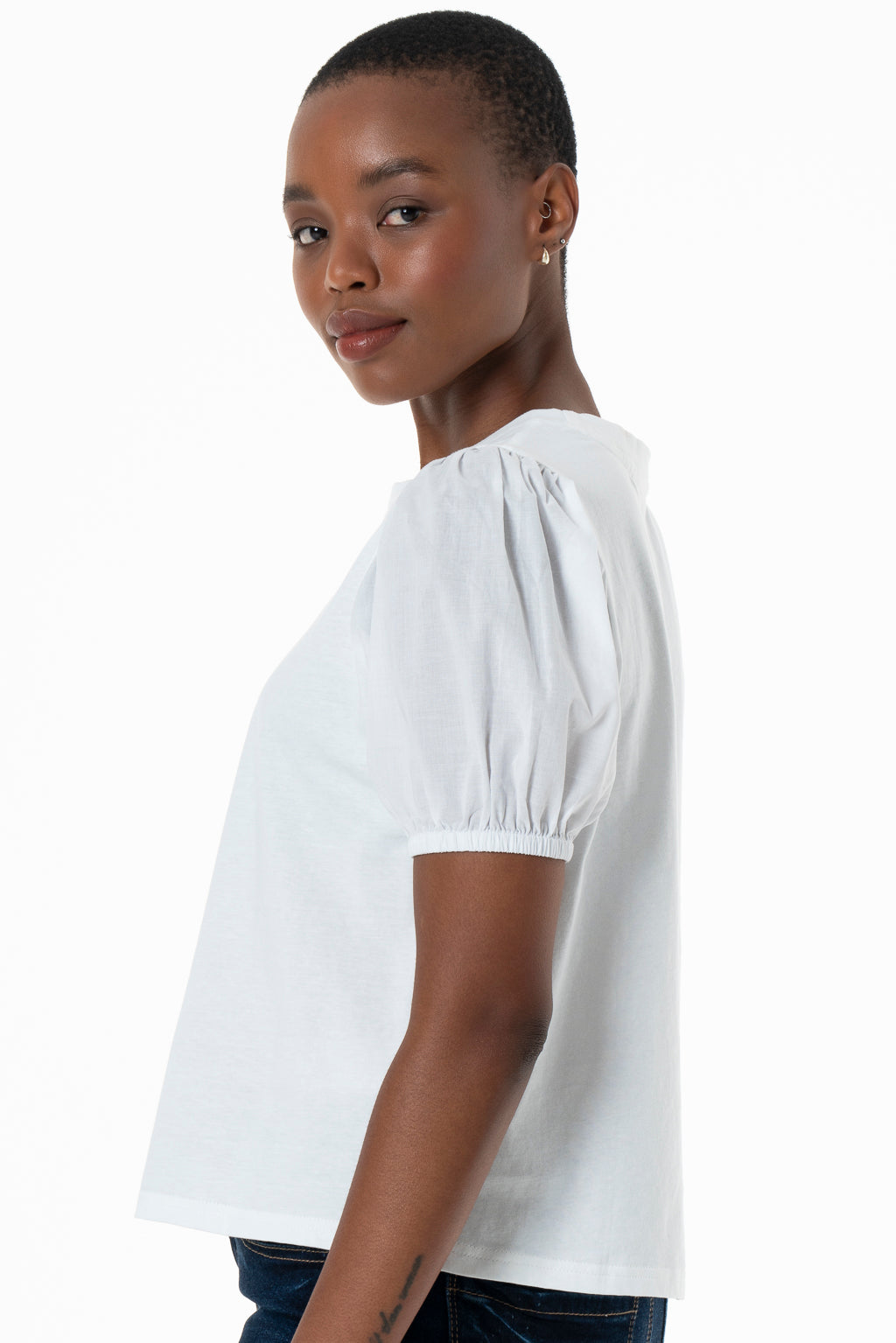 Womens white discount puff sleeve shirt