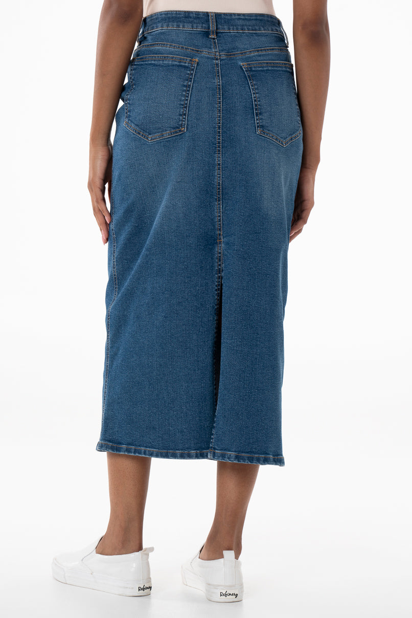Denim Skirt _ 146352 _ Mid Wash from REFINERY – Refinery
