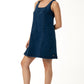 Mid-wash denim short A-line dress