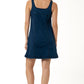 Mid-wash denim short A-line dress